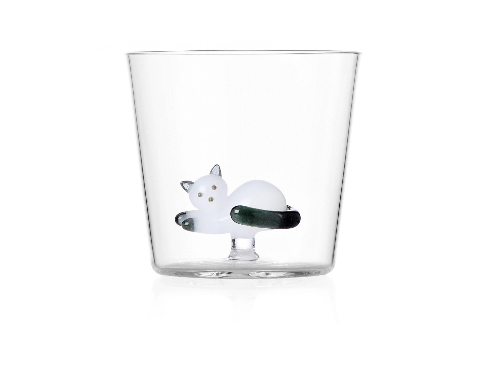 Bicchiere Tumbler Tabby Cat Gatto Bianco E Coda Grigia Ichendorf