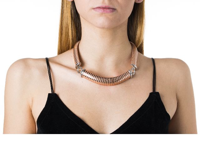 Necklace silver tubogas flat segments