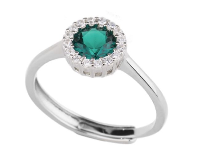 Anello argento con cubic zirconia e zirconi smeraldo