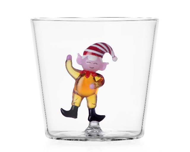 Tumbler glass amber elf christmas tales