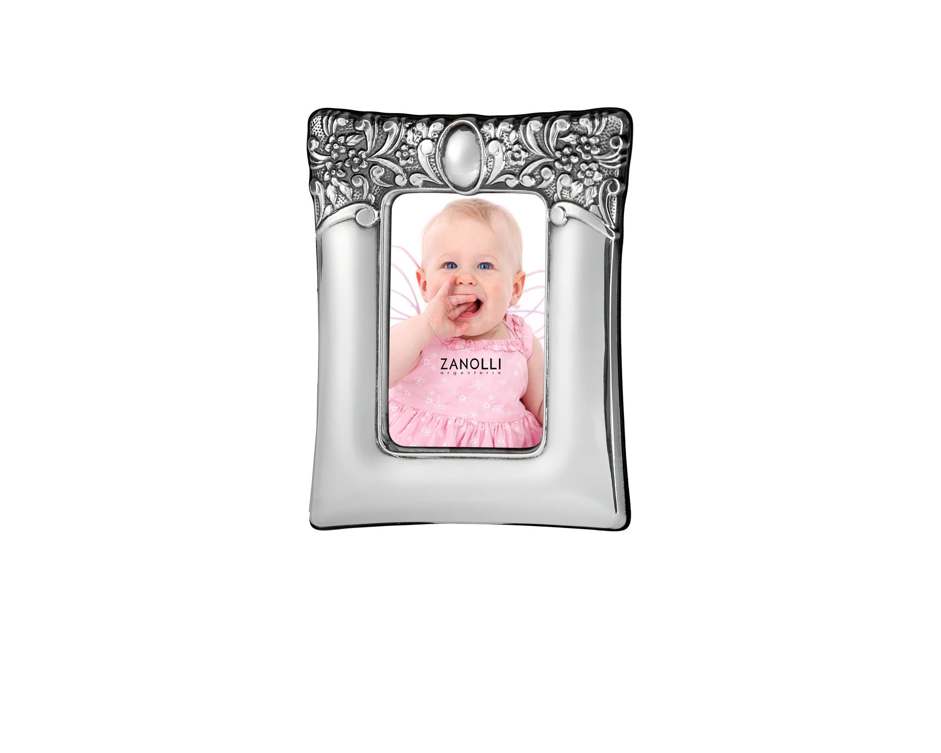 Picture Frame Silver Top Band With Floral Decoration Selezione Zanolli