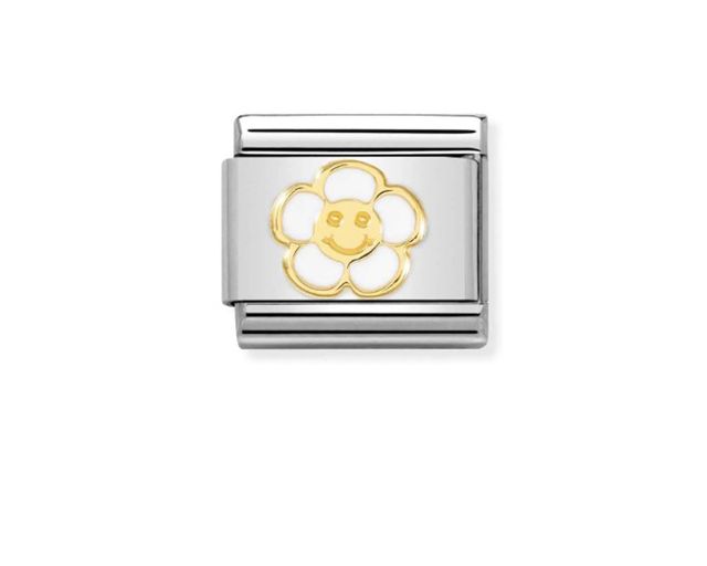 Flower with smile composable steel gold and enamel