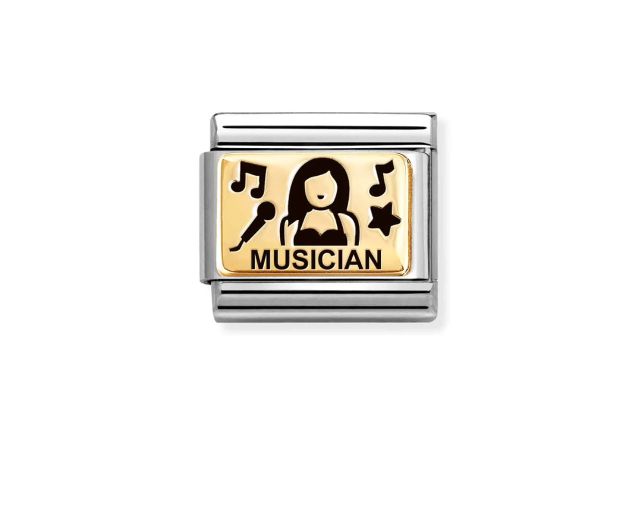 Cantante composable acciaio oro e smalto