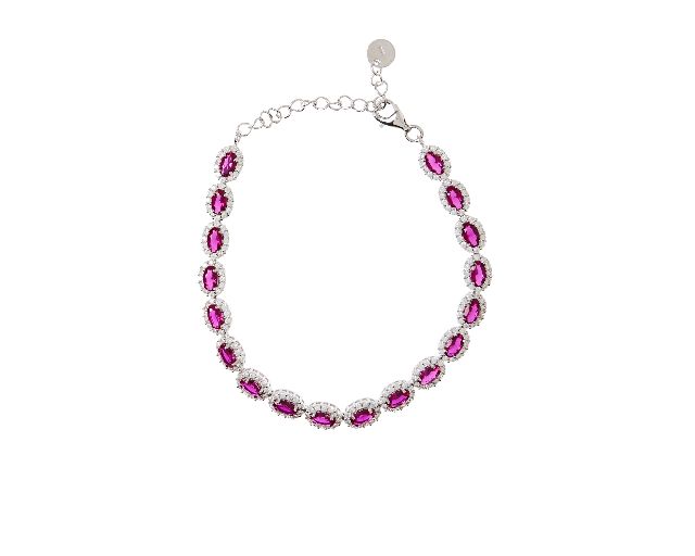 Bracciale argento con zirconi bianchi e rubino