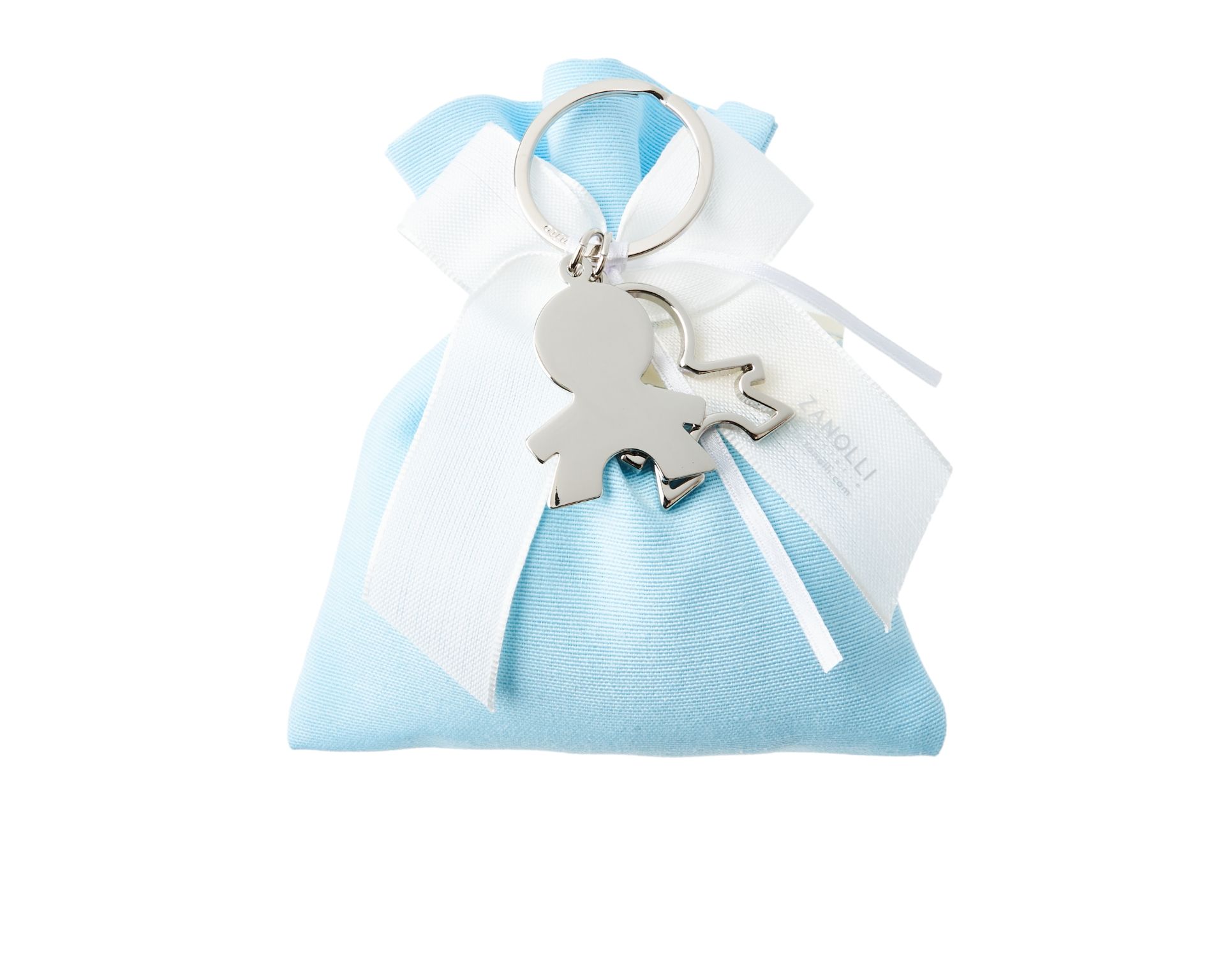 Bomboniera Battesimo Portachiavi Due Bimbi Con Sacchetto Portaconfetti Selezione Zanolli 156391 6285560hx