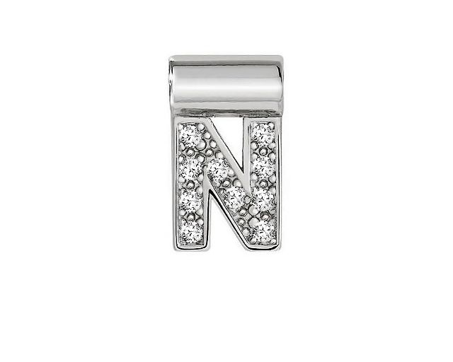 Ciondolo seimia argento lettera n con zirconi