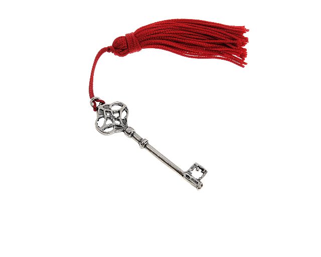 Chiave argento con nappina rossa