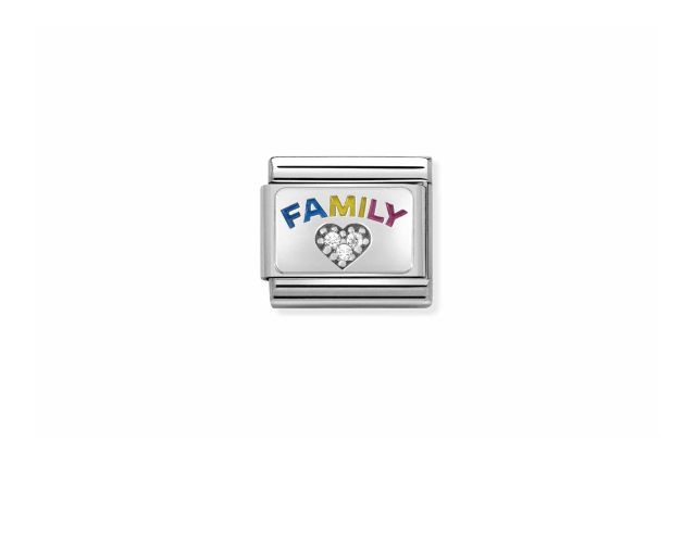 Family composable acciaio argento e zirconi