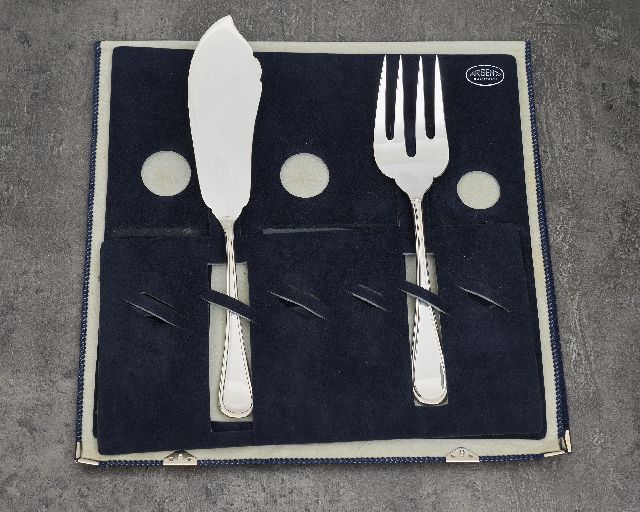 Fish serving cutlery set silver 202 grammi 2 pieces in english style