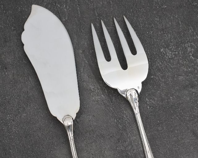 Fish Serving Cutlery Set Silver In English Style Zanolli Vintage 190519 Us0008742