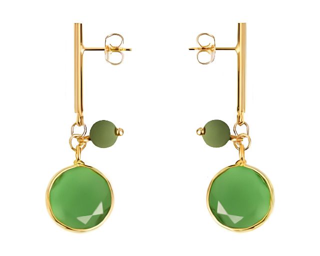 Earrings trace murano glass green