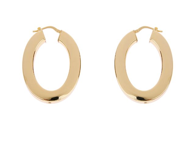 Orecchini in bronzo dorato con ovali piatti