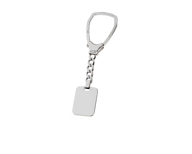 Keychain Silver With Rectangular Plate And Gold Inlay Selezione Zanolli 10555 2v202pcaubis