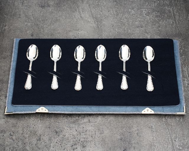 Set cucchiaini caffè/the argento 39 grammi 6 pezzi in stile inglese usato ricondizionato