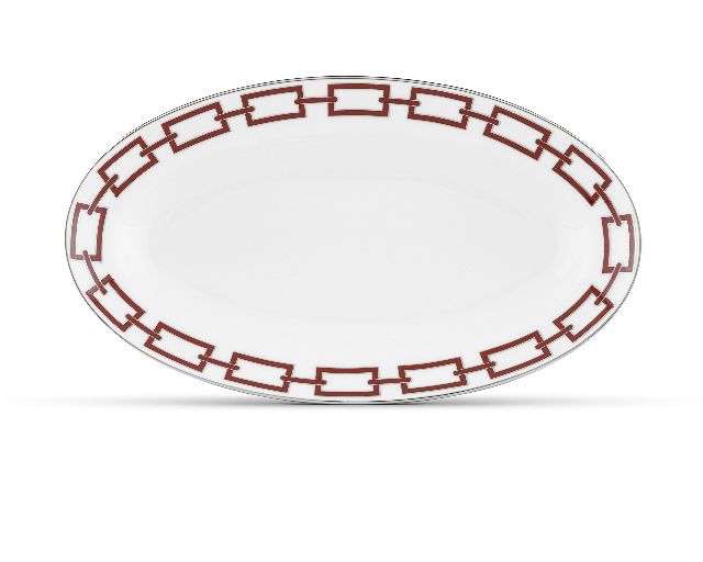 Pickle dish catene scarlatto porcelain