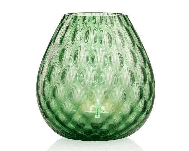 Candle holder vase macramè l murano glass soraya green