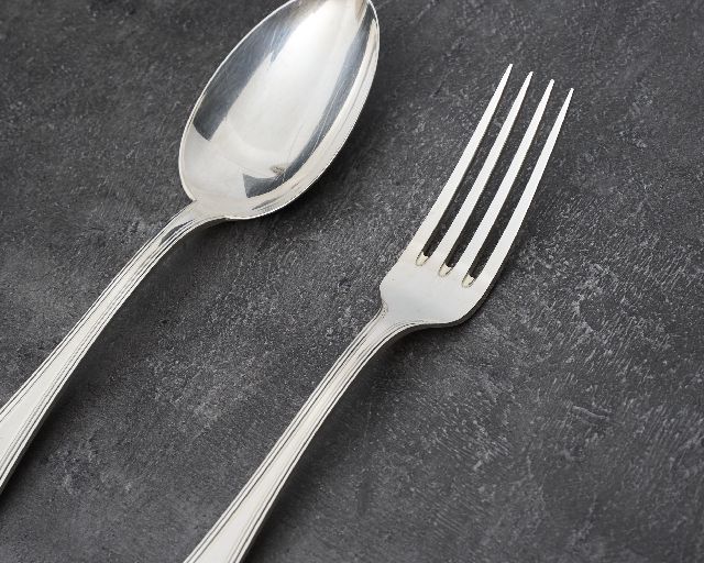 Coppia Posate Legumi Argento In Stile Inglese Usato Ricondizionato Zanolli Vintage 186353 Us0007321