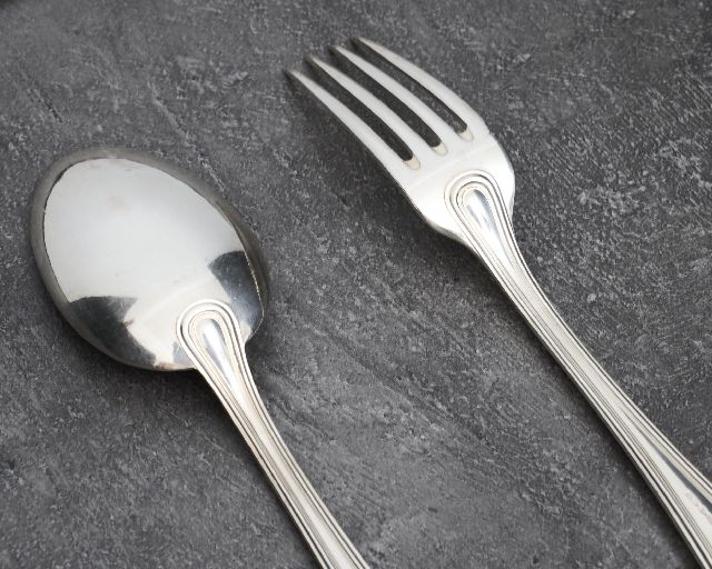 Coppia Posate Legumi Argento In Stile Inglese Usato Ricondizionato Zanolli Vintage 186353 Us0007321