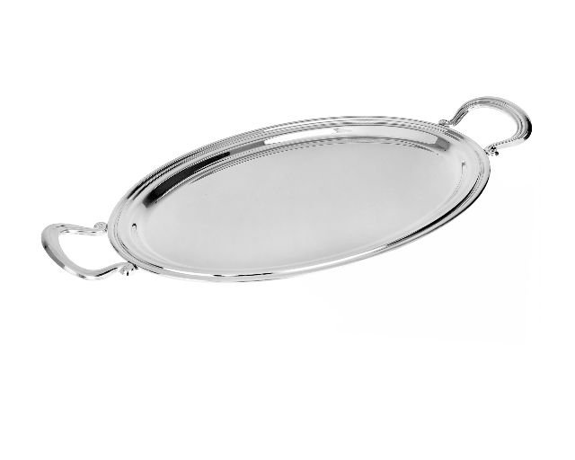 Oval tray silver with handles