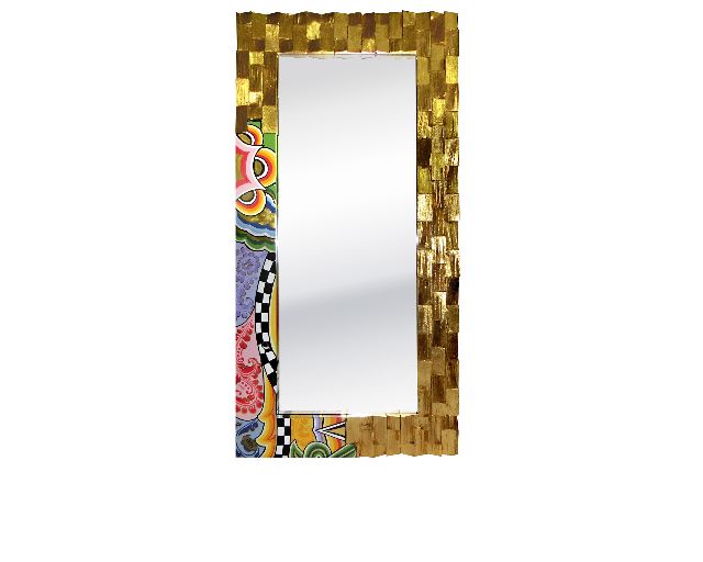 Mirror golden wood l hand painted