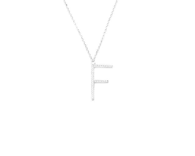 Necklace dancing names silver with f letter pendant in cubic zirconia