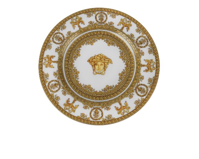 Dessert plate baroque porcelain white