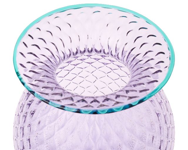 Vaso Fiori Balloton Vetro Di Murano Lilla Con Filo Verde Menta Venini 190283 93110046llvt