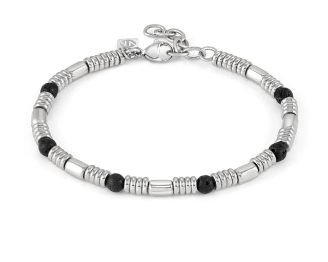 Bracelet instinctstyle steel and lava stone