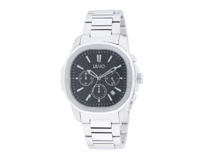 Orologio uomo lj prime chrono acciaio quadrante nero e cinturino acciaio