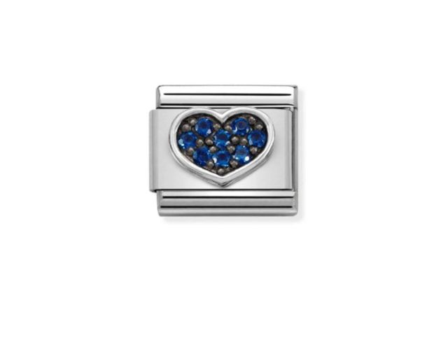 Heart composable steel silver and zircons