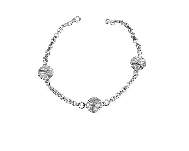 Bracciale argento tre tondi con racchetta da tennis