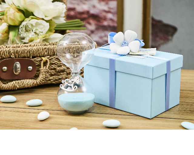 Hourglass rocking horse with box and sugared almonds