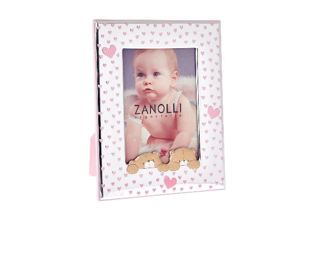Picture frame forever friends pvd silver teddy bear pink