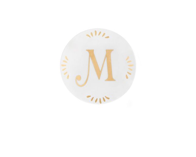 Little plate lettering porcelain letter m