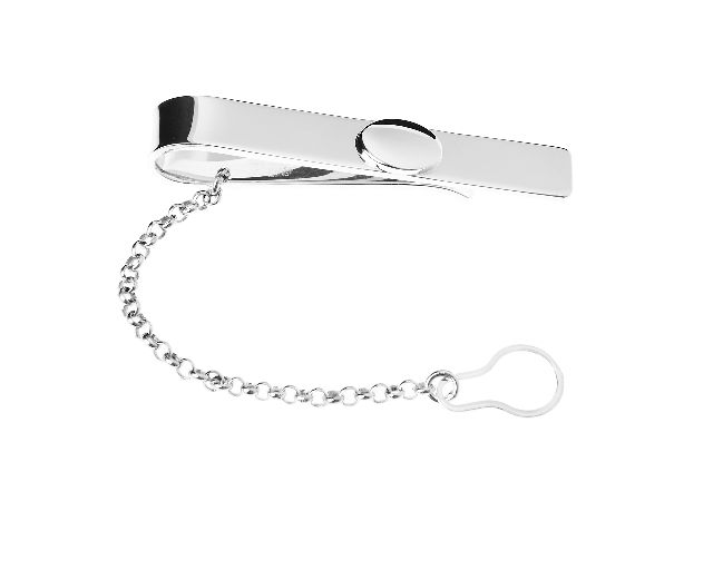 Fermacravatta argento con ovalino
