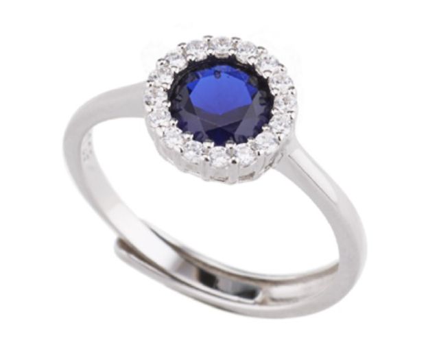 Anello argento con cubic zirconia e zirconi zaffiro