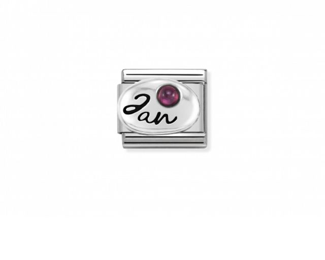 January composable steel silver and garnet stone