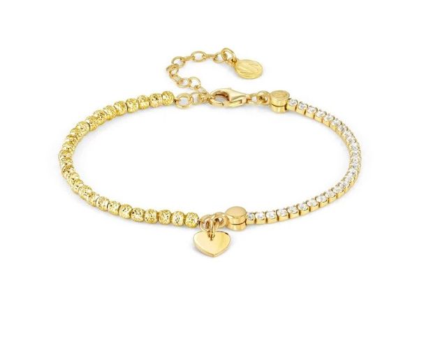 Bracelet chic&charm silver with heart pendant and white zircons