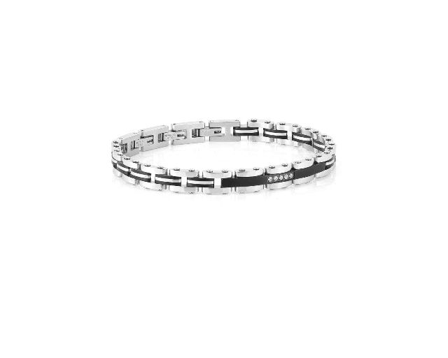 Bracciale strong acciaio con zirconi