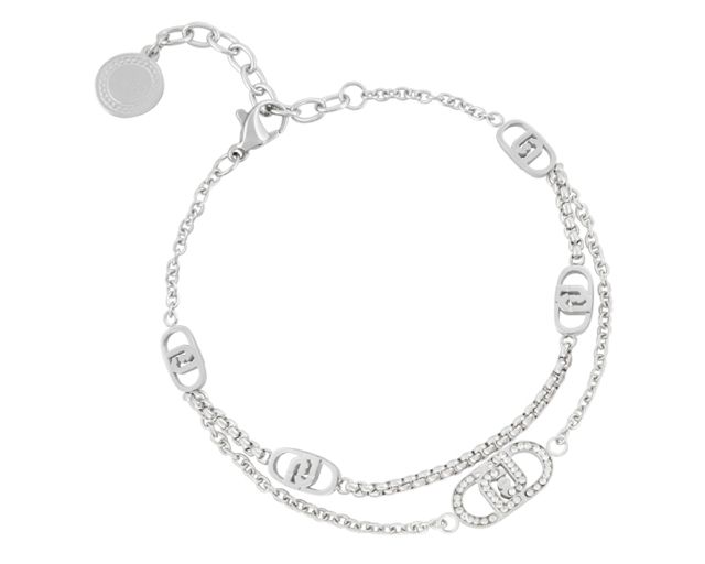 Bracciale acciaio 2 fili logo con zirconi