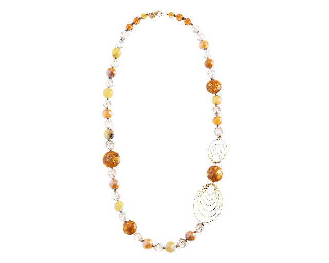 Collana lunga aura vetro di murano topazio