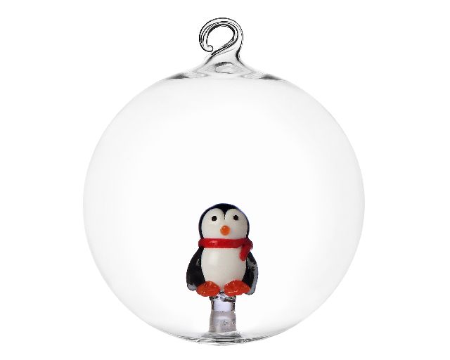 Idea regalo natale palla di natale pinguino con sciarpa woodland tales
