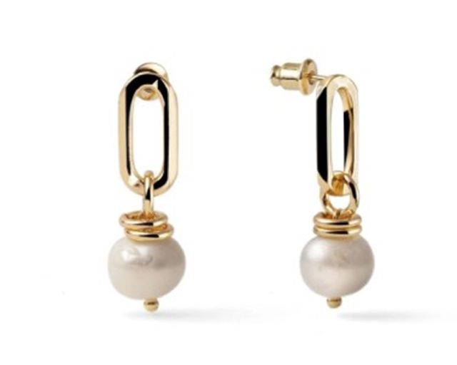 Orecchini classica in bronzo dorato con perla di fiume