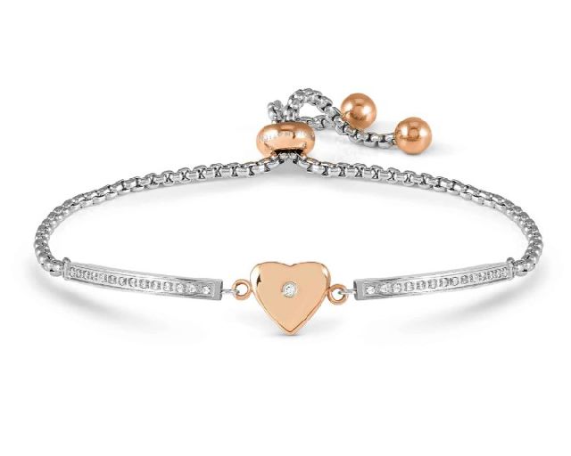 Bracelet milleluci steel with heart and zircons
