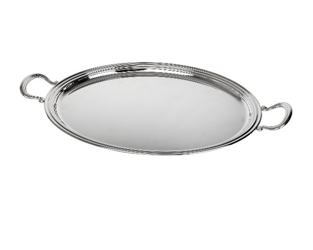 Oval tray silver with handles