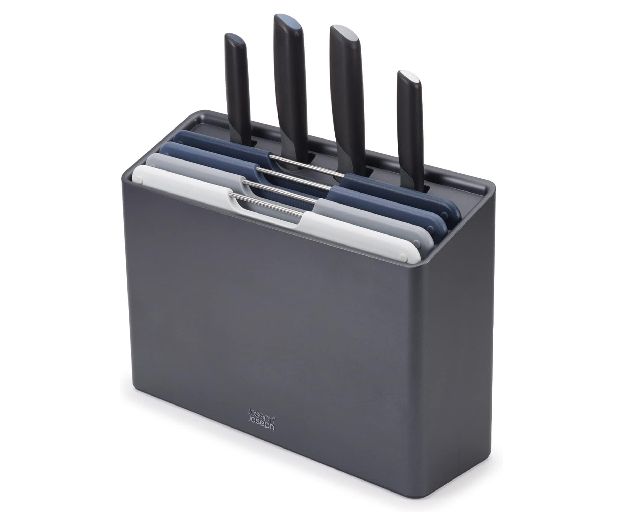 Knife block and cutting board set folio plus 8 pieces graphite