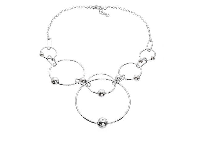 Collana Victoria Argento Martellato Con Cerchi Degrade E Palline Selezione Zanolli 184541 922cn6376