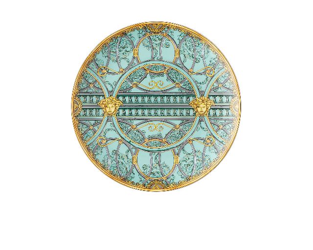 Dessert plate la scala del palazzo porcelain green