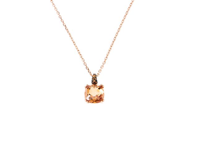 Necklace silver rosè with champagne zircon