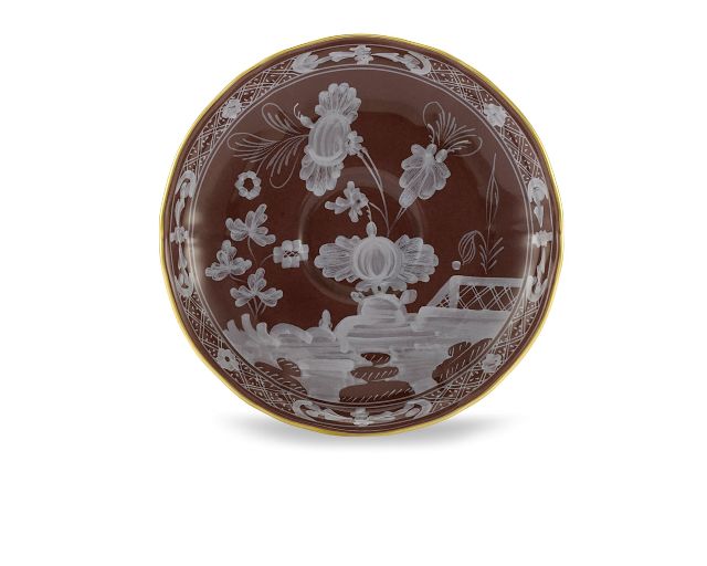 Piatto caffè oriente italiano castagna porcellana